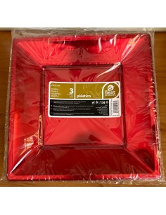 Plato Cuadrado Llano Rojo...