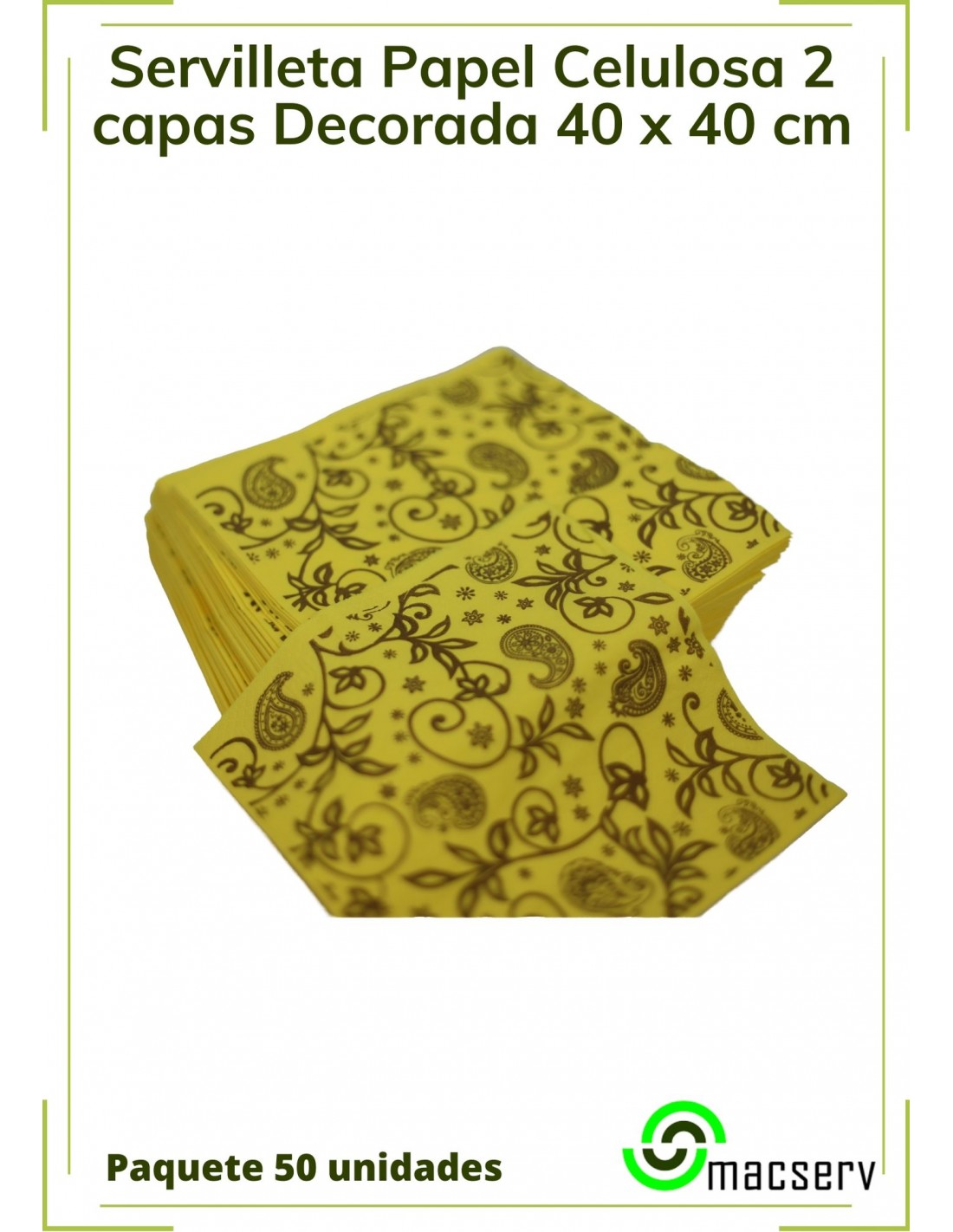 Servilletas Papel Celulosa 2 capas Decoradas 40 x 40 cm Diseño  Amarillo-Marrón